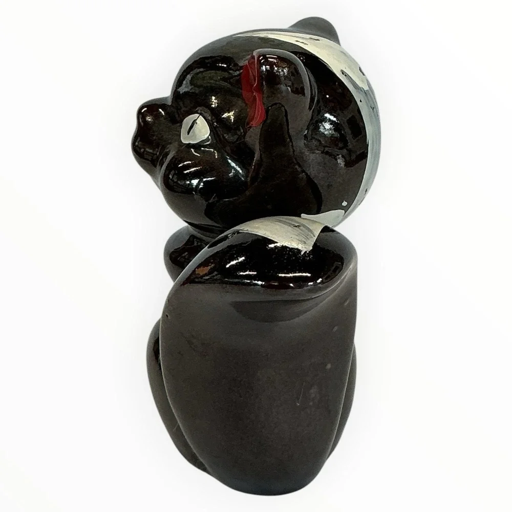 Redware Pottery Skunk Figurine Japan Klitschy‎ MCM Anthropomorphic Hand Painted